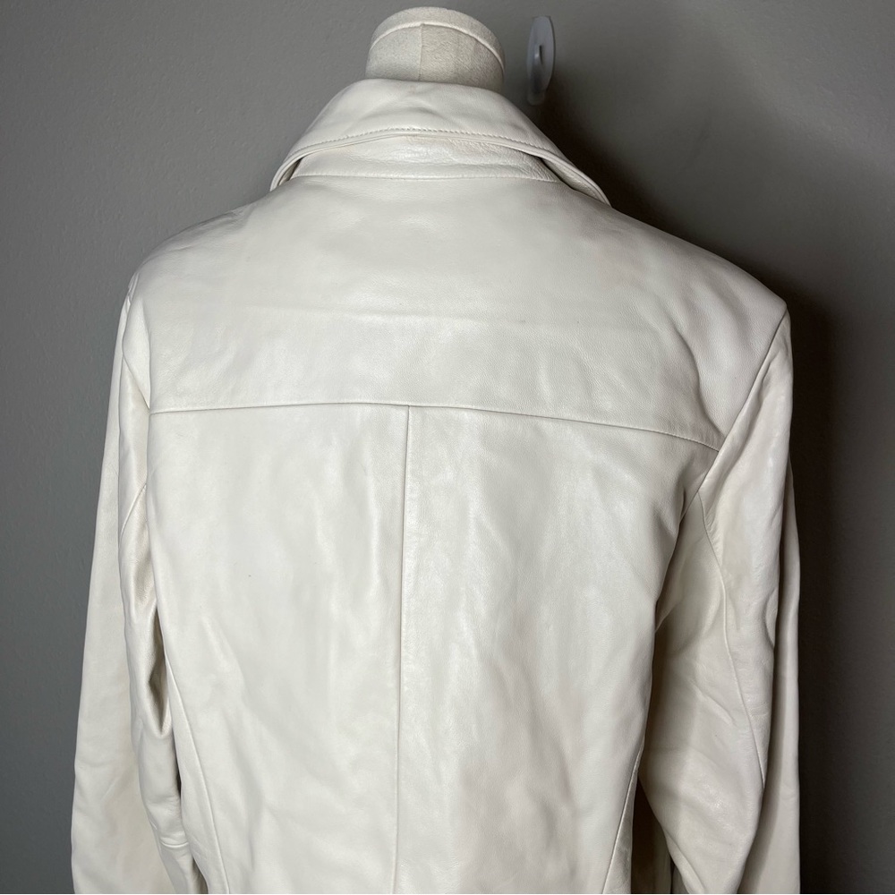 Vintage Wilson Leather White Button Front Collared Leather Jacket Classic - Picture 6 of 9